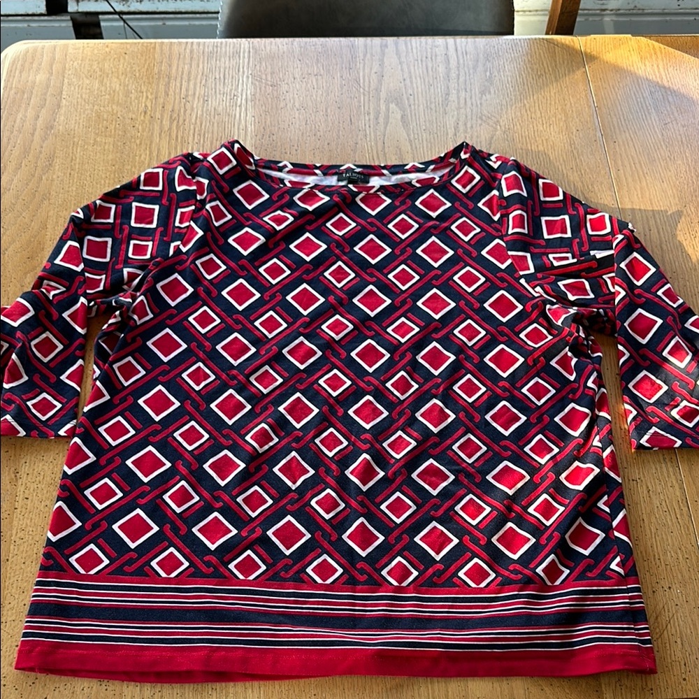 Geometric Red and Black Women's Top